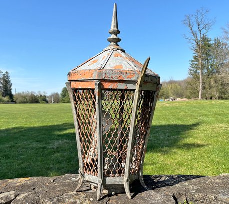 A Vintage Aluminum Lampost Lamp - Repurposed As Garden Lantern