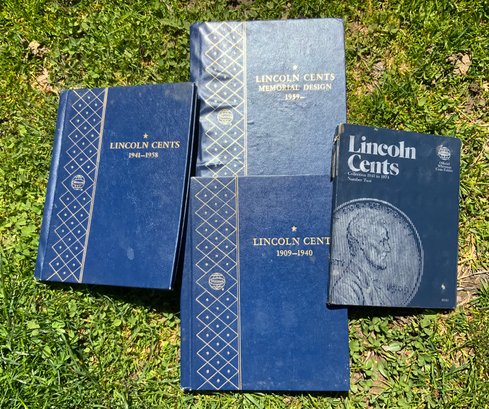 4 Whitman Bookshelf Lincoln Cent Albums ~ Partially Full ~