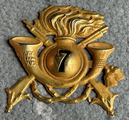 Rare World War 2 Italian Bersaglieri 7th Ordnance Division Hat Badge- Gold Plated