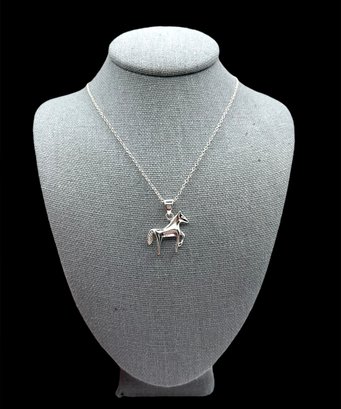 Lovely Sterling Silver Shiny Horse Pendant Necklace