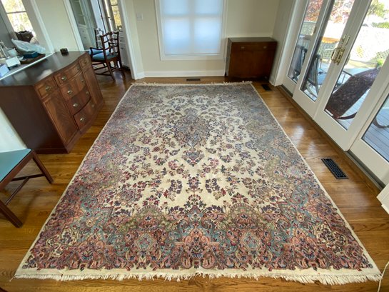 9x12 Kerman Hand Knotted Fringed Wool Rug