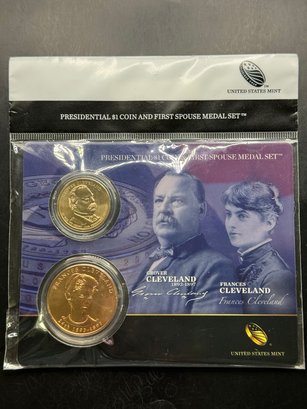 $1 Presidential Coin And First Spouse Medal Set Grover Cleveland