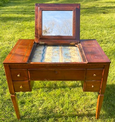 A 19th Century Banded Mahogany Dressing Table With Flip Top Mirror - Restored