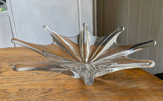 Stunning Large Crystal Art Glass Modernist Centerpiece / Bowl - Unmarked BACCARAT ?