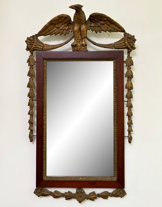 A Stunning Gilt And Plaster Federal Eagle Mirror - Early 19th Century