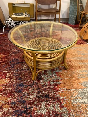 Mid Century Circular Bamboo Coffee Table