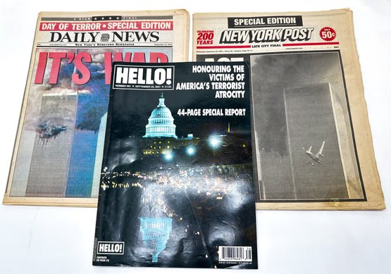 3 9/11 Newspapers From September 12, 2001 & September 25th, 2001