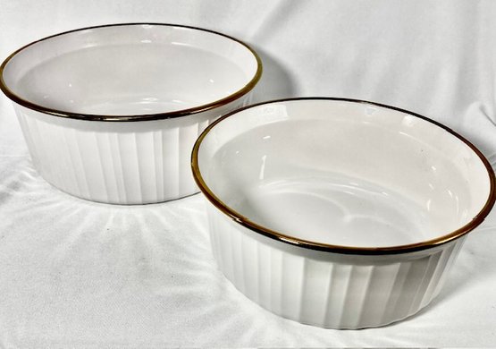 Pair Of Gold-trimmed Corningware Pieces