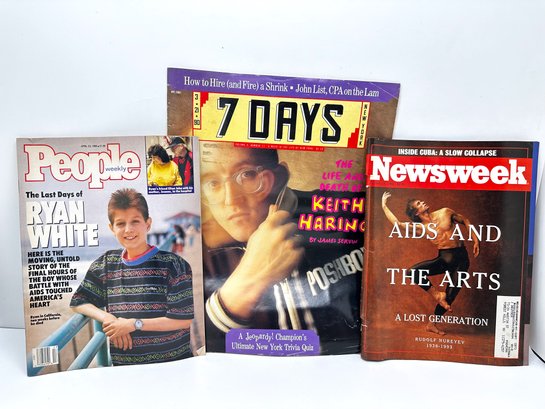 3 1990s Magazines Commemorating Deaths From AIDS: Keith Haring, Rudolf Nureyev & Ryan White