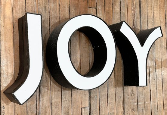 Large Vintage J - O - Y Letters, Reclaimed From Old Sign