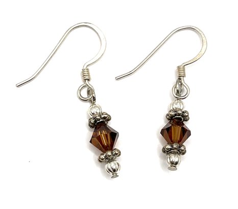 Vintage Amber Color Beaded Dangle Earrings