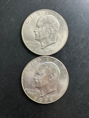 2 Eisenhower Dollars 1977, 1978