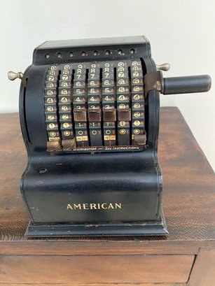 Cast Iron Antique American Can Company Adding Machine Model Five Serial No 72184 Register