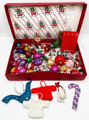 Over 40 Vintage Christmas Ornaments Including Some Hand Knitted