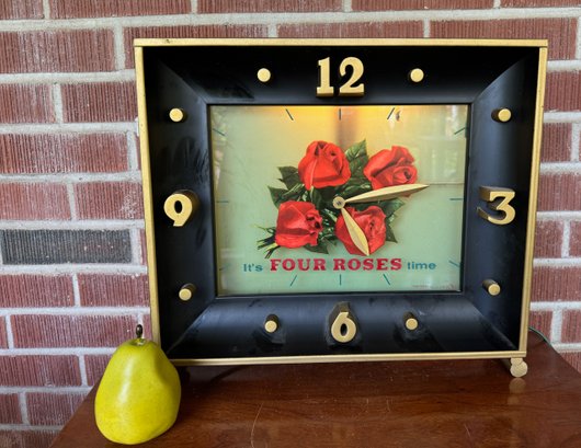 Incredible Vintage FOUR ROSES Whiskey Illuminated Bar Clock