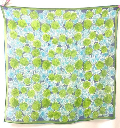 Blue And Green Sheer Floral Scarf