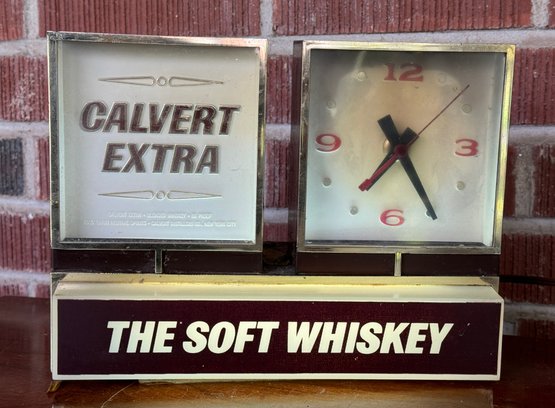 Mid Century CALVERTS Whiskey Illuminated Bar Clock