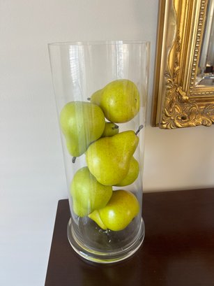 Glass Cylinder With Decorative Pears