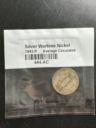 1943-P Silver Wartime Nickel Average Circulation In Littleton Package