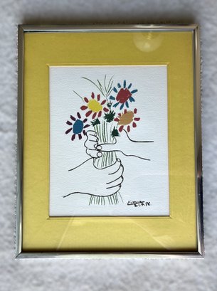 Picasso Print Hands With Bouquet