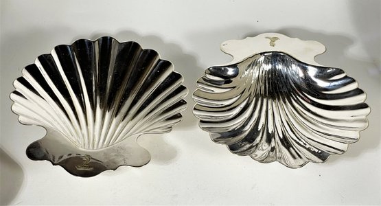 Pair Sheffield  Siver On Copper Shell Form Footed Dishes