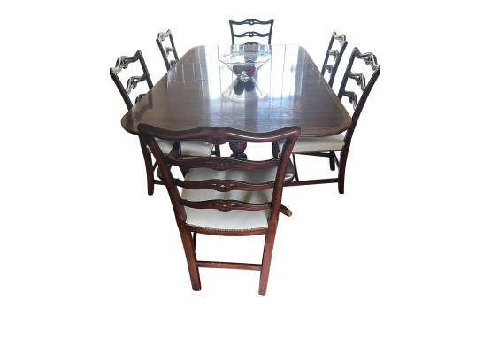 Beautiful Chippendale Claw & Ball Foot Double Pedestal Dining Table And 6 Chairs