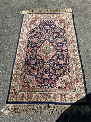 Handwoven Tan And Blue Multicolor Persian Style Rug