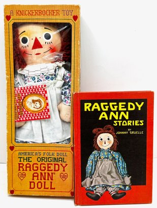 Vintage New In Box Knickerbocker Raggedy Ann Doll & 1961 Raggedy Ann Book