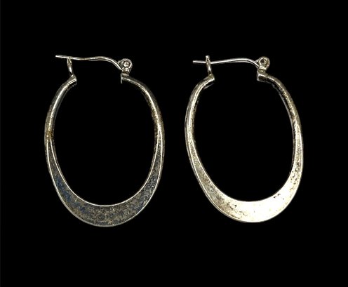 Vintage Sterling Silver Flat Hoop Earrings
