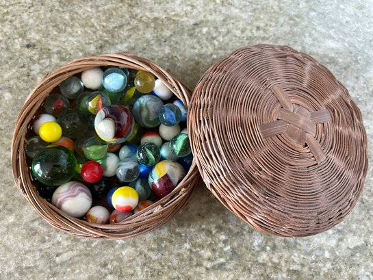 Collection Of Marbles In 5' Basket