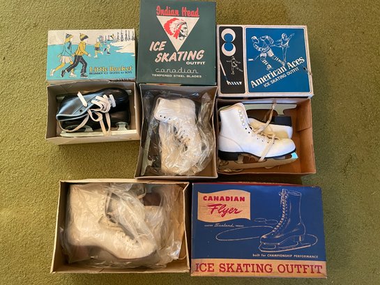 Four Pairs Of Vintage Ice Skates - Original Boxes