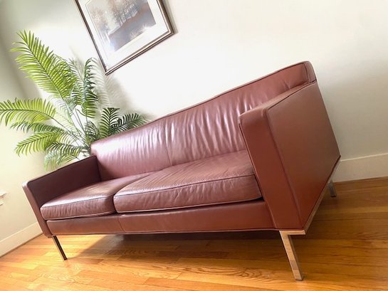 Carmel American Leather Sofa With Chrome Legs By Designer Ted Boerner For Designs Wihin Reach