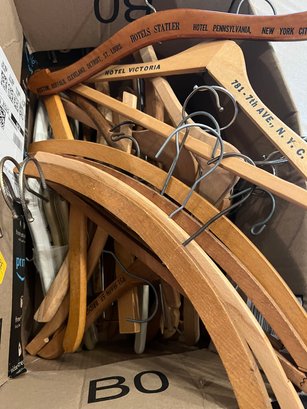 Lot Of 30 Wooden Hangers Some Hotel