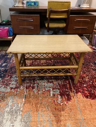 Mid Century Bamboo Coffee Or Side Table With Formica Top