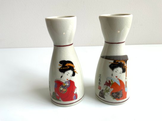 Two Porcelain Sake Carafes