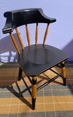 Vintage Black & Natural Wood Hitchcock Style Chair