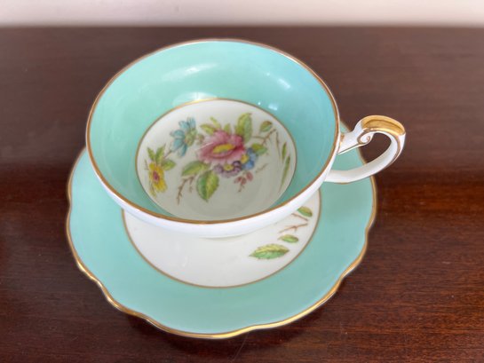 Antique Hand-Painted Signed Foley English Bone China Teacup & Saucer