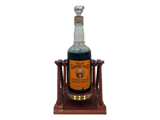 Vintage Old Grand-dad Kentucky Straight Bourbon Whiskey Bottle & Stand