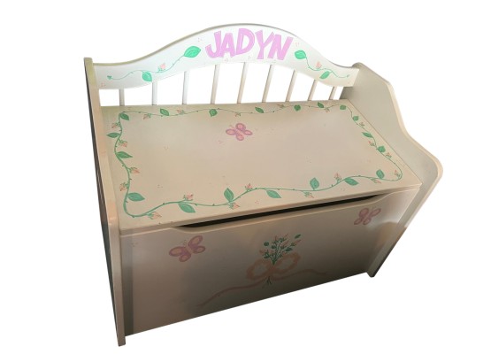 Cute Hand-decorated Child's Toy Chest / Bench