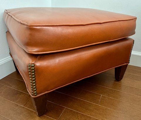 Joss & Main Solid Wood Frame Genuine Leather Cascades Ottoman