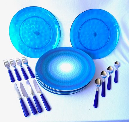 Melamine & Acrylic Chargers & Flatware Service For 4 (12 Pcs(