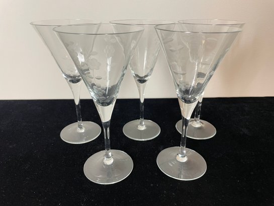 Etched Martini Glasses Set Of 5