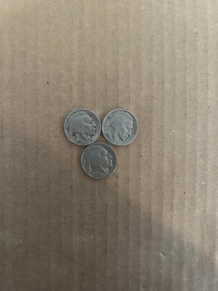 Vintage Lot Of 3 Buffalo Nickels (1) 1936, (1) 1936-D And (1) 1936-S