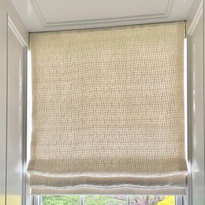 A Custom Lined Woven Cotton Waterfall Shade - Powder Room - Loc A