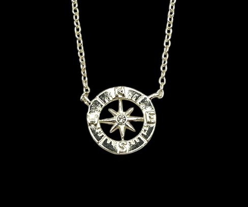 Sterling Silver Vermeil Compass Pendant Necklace