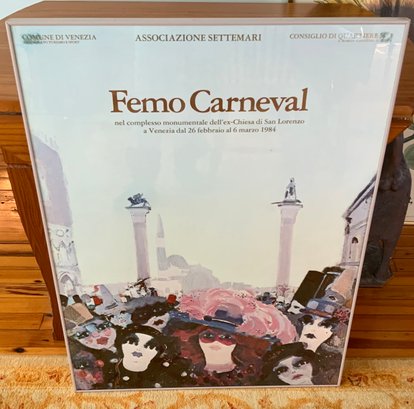 Vintage Framed Poster ~ Femo Carneval From Venice ~