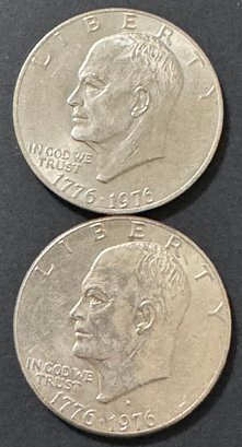 2 Eisenhower Dollars 1976, 1976-D