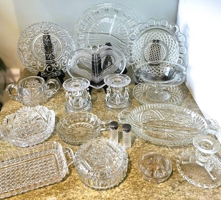 Collection Of Pressed Glass And Crystal