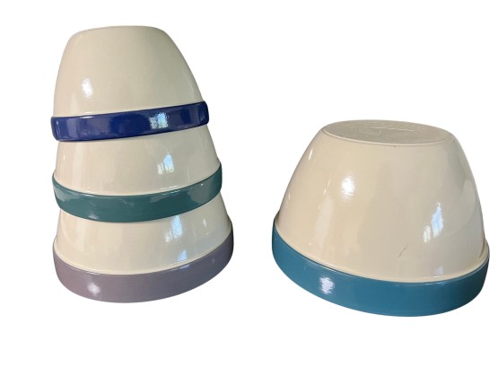 Dansk Trioli Color Band Ceramic Nesting / Mixing Bowls