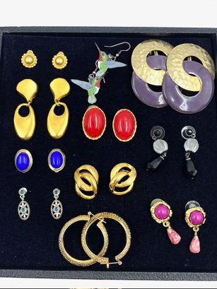 Collection Of 11 Pairs Of Estate Earrings - Inc Designer Signed